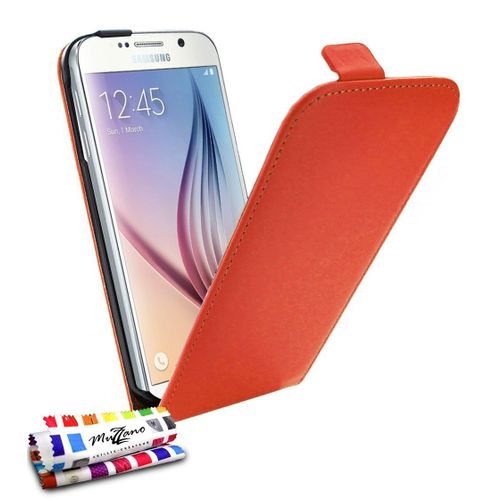 Samsung Galaxy S6 Etui À Rabat Rouge Red Cuir Simili Business Design