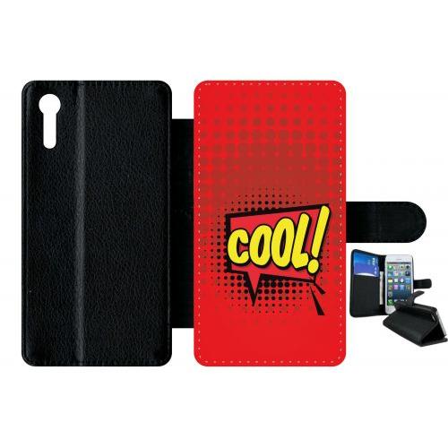 Etui À Rabat Xperia Xz - Cool Fond Rouge - Simili-Cuir - Noir