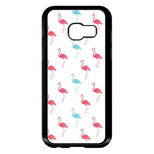 Coque Pour Smartphone - Flamand Rose - Compatible Avec Samsung Galaxy A3 (2017) - Plastique - Bord Noir