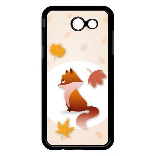 Coque Pour Smartphone - Renard Fond Beige - Compatible Avec Samsung Galaxy J3 (2017) - Plastique - Bord Noir