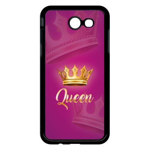 Coque Pour Smartphone - Queen Fond Rose - Compatible Avec Samsung Galaxy J3 (2017) - Plastique - Bord Noir