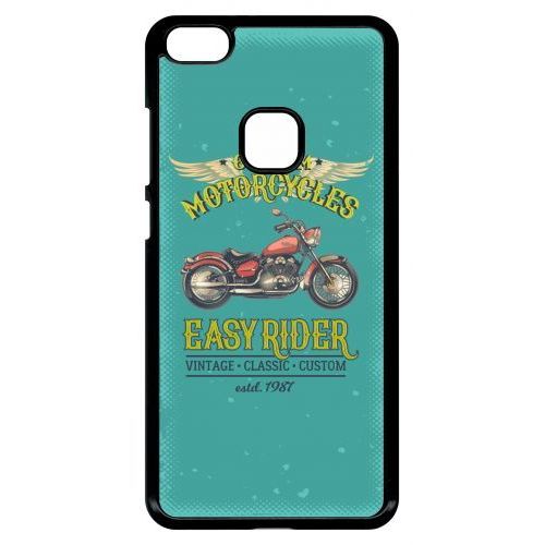 Coque Pour Smartphone - Moto Rtro Easy Rider - Compatible Avec Huawei P10 Lite - Plastique - Bord Noir