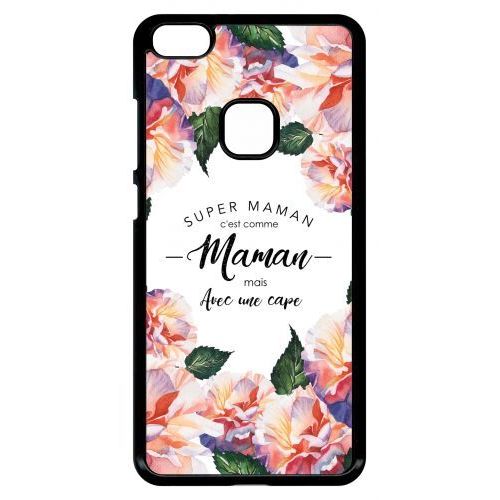 Coque Pour Smartphone - Super Maman - Compatible Avec Huawei P10 Lite - Plastique - Bord Noir