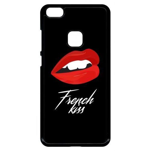 Coque Pour Smartphone - French Kiss Bouche - Compatible Avec Huawei P10 Lite - Plastique - Bord Noir