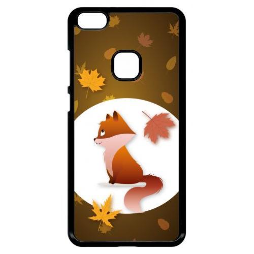 Coque Pour Smartphone - Renard Fond Marron - Compatible Avec Huawei P10 Lite - Plastique - Bord Noir