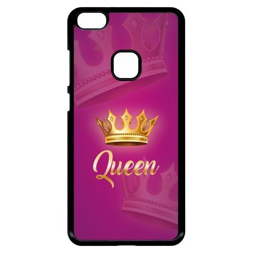 Coque Pour Smartphone - Queen Fond Rose - Compatible Avec Huawei P10 Lite - Plastique - Bord Noir