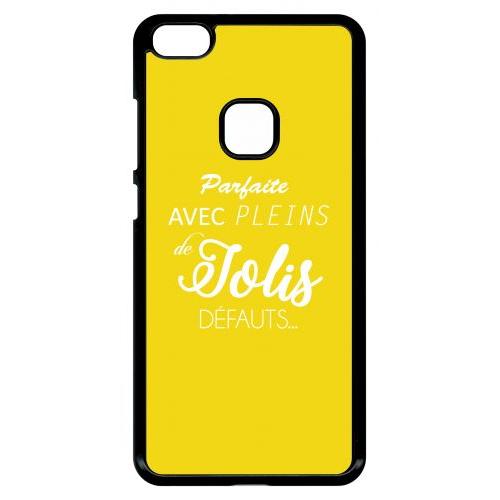 Coque Pour Smartphone - Parfaite Avec Pleins De Jolis Defauts Fond Jaune - Compatible Avec Huawei P10 Lite - Plastique - Bord Noir