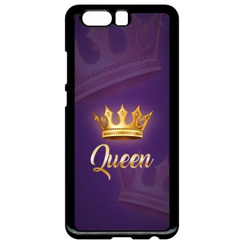 Coque Pour Smartphone - Queen Fond Mauve - Compatible Avec Huawei P10 Plus - Plastique - Bord Noir