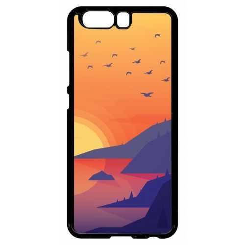 Coque Pour Smartphone - Paysage - Compatible Avec Huawei P10 - Plastique - Bord Noir