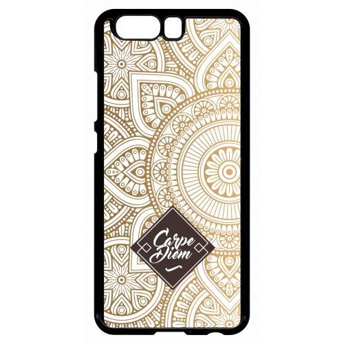 Coque Pour Smartphone - Carpe Diem Modif Orient Fond Blanc - Compatible Avec Huawei P10 - Plastique - Bord Noir