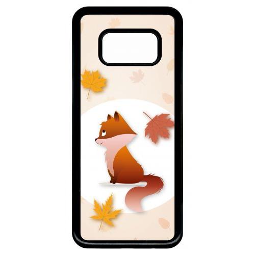 Coque Pour Smartphone - Renard Fond Beige - Compatible Avec Samsung Galaxy S8 - Plastique - Bord Noir