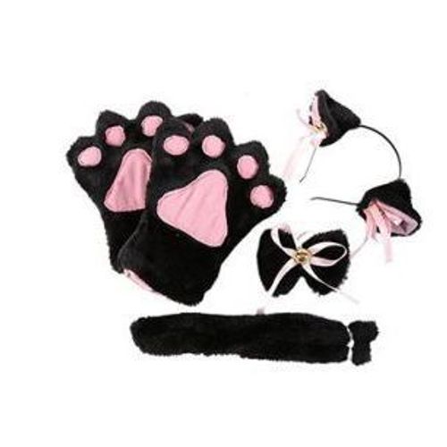 Lot Oreille De Chat + Patte De Chat + Queue De Chat Serre Tête Néko Gant De Chat