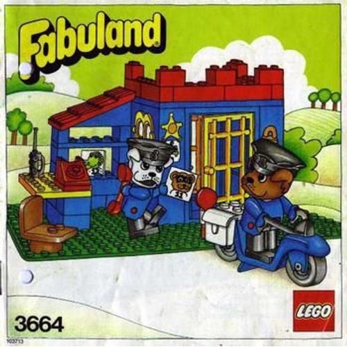Lego Vintage Fabuland 3664 Police Station Avec Commissariat Et Policier À Moto