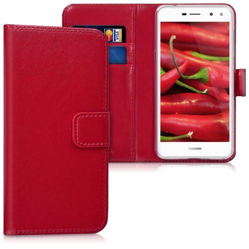 Kwmobile Housse En Cuir Synthétique Élégante Pour Huawei Y6 (2017) Avec Fermeture Aimantée Et Fonction Support En Rouge Foncé