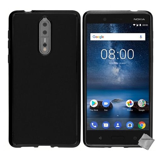 Housse Etui Coque Pochette Silicone Gel Fine Pour Nokia 8 + Film Ecran - Noir