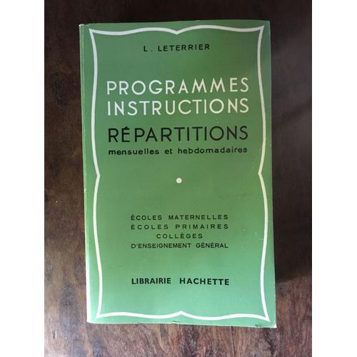 Programmes Instructions Repartitions Mensuelles Et Hebdomadaires