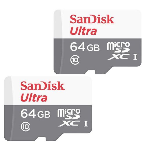 2pcs Sandisk Ultra micro SD SDXC 64 Go Classe 10 UHS-I 80 Mo/s SDSQUNS-064G