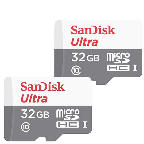 2pcs Sandisk Ultra Micro SD SDHC 32 Go Classe 10 UHS-I 80 Mo/s SDSQUNS-032G