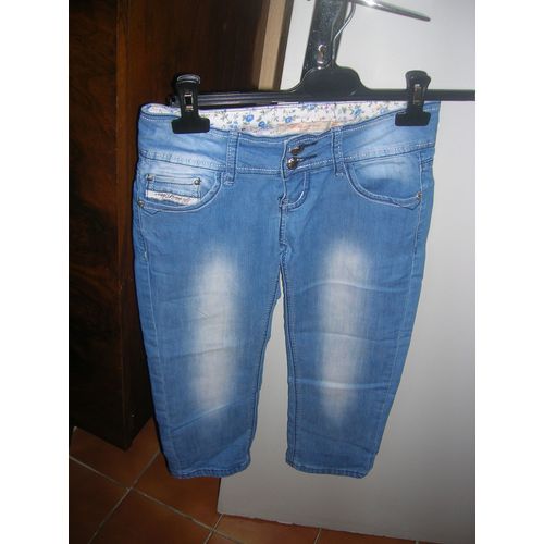 Jean Cherri Jeans Pantacourt Coton 34 Bleu