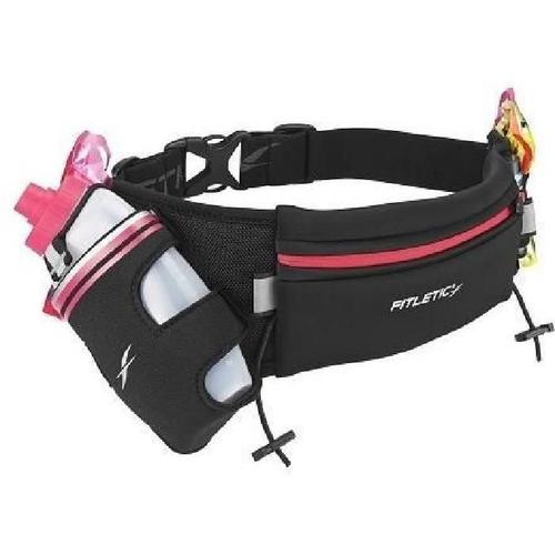 Fitletic Ceinture Hydratation - 1 Gourde 350ml - Porte-Gels - Noir / Rose