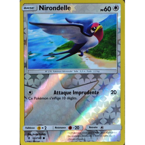 Carte Pokémon 103/145 Nirondelle 60 Pv - Reverse Sl2 - Soleil Et Lune - Gardiens Ascendants Neuf Fr