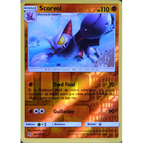 Carte Pokémon 68/145 Scorvol 110 Pv - Reverse Sl2 - Soleil Et Lune - Gardiens Ascendants Neuf Fr