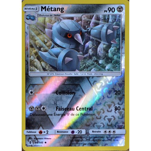 Carte Pokémon 84/145 Métang 90 Pv - Reverse Sl2 - Soleil Et Lune - Gardiens Ascendants Neuf Fr