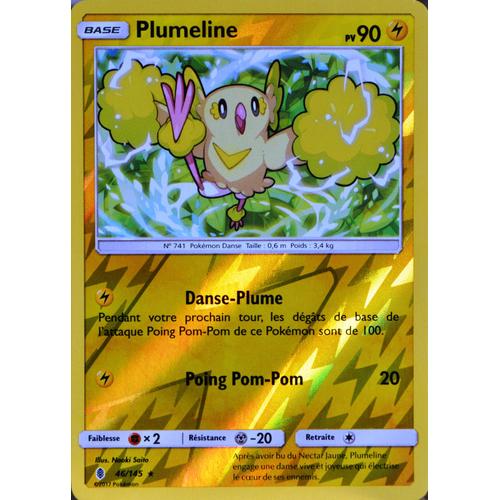 Carte Pokémon 46/145 Plumeline - Style Pom-Pom 90 Pv - Reverse Sl2 - Soleil Et Lune - Gardiens Ascendants Neuf Fr