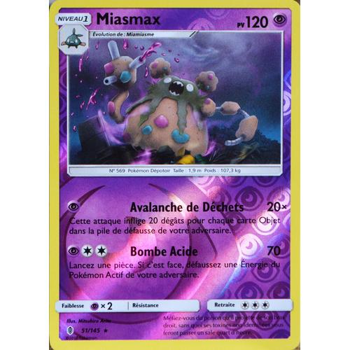 Carte Pokémon 51/145 Miasmax 120 Pv - Reverse Sl2 - Soleil Et Lune - Gardiens Ascendants Neuf Fr