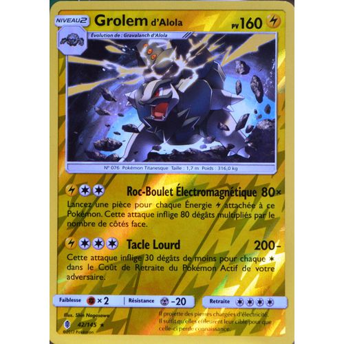 Carte Pokémon 42/145 Grolem D'alola 160 Pv - Holo Reverse