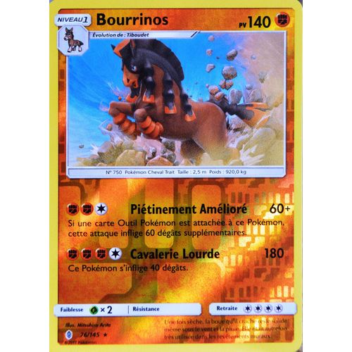 Carte Pokémon 76/145 Bourrinos 140 Pv - Holo Reverse Sl2 - Soleil Et Lune - Gardiens Ascendants Neuf Fr