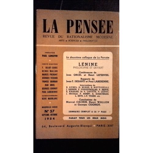 La Pensée 57: Lénine Philosophe Et Savant 2ème Colloque De La Pensée 