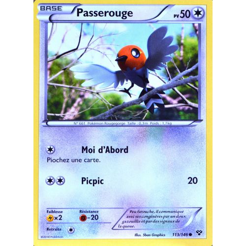 Carte Pokémon 113/146 Passerouge 50 Pv Xy Neuf Fr