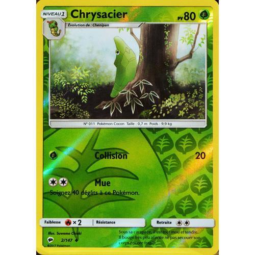 Carte Pokémon 2/147 Chrysacier 80 Pv - Reverse Sl3 - Soleil Et Lune - Ombres Ardentes Neuf Fr