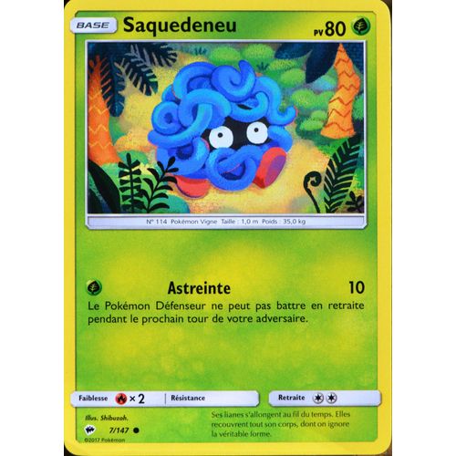 Carte Pokémon 7/147 Saquedeneu 80 Pv Sl3 - Soleil Et Lune - Ombres Ardentes Neuf Fr