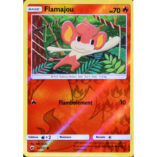 Carte Pokémon 22/147 Flamajou 70 Pv - Reverse Sl3 - Soleil Et Lune - Ombres Ardentes Neuf Fr