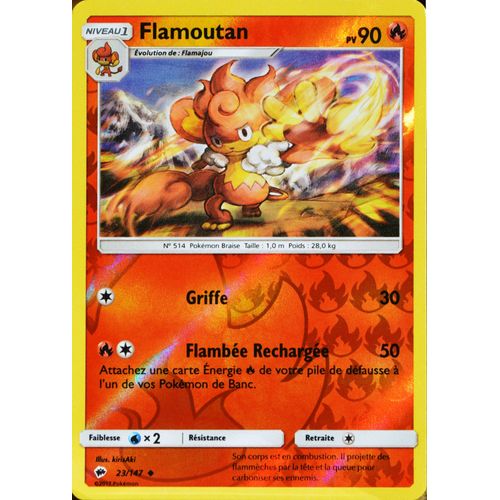 Carte Pokémon 23/147 Flamoutan 90 Pv - Reverse Sl3 - Soleil Et Lune - Ombres Ardentes Neuf Fr
