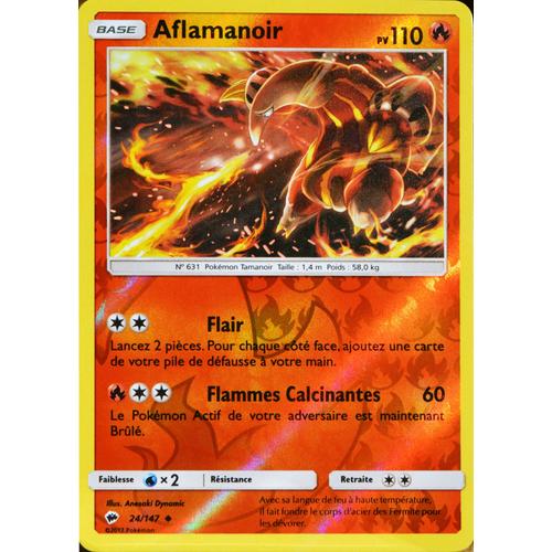 Carte Pokémon 24/147 Aflamanoir 110 Pv - Reverse Sl3 - Soleil Et Lune - Ombres Ardentes Neuf Fr
