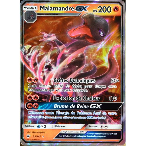 Carte Pokémon 25/147 Malamandre Gx 200 Pv