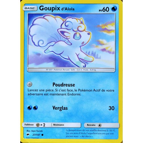 Carte Pokémon 27/147 Goupix D'alola 60 Pv Sl3 - Soleil Et Lune - Ombres Ardentes Neuf Fr