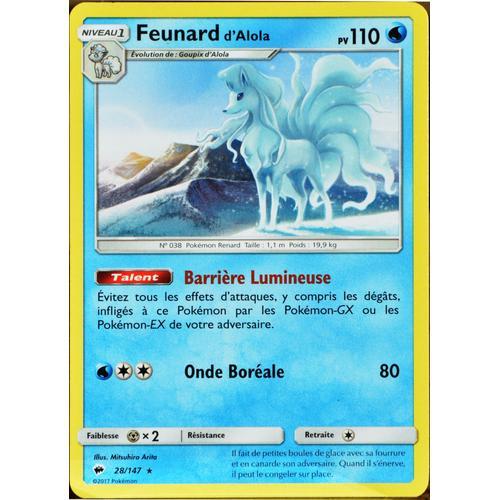 Carte Pokémon 28/147 Feunard D'alola 110 Pv Sl3 - Soleil Et Lune - Ombres Ardentes Neuf Fr
