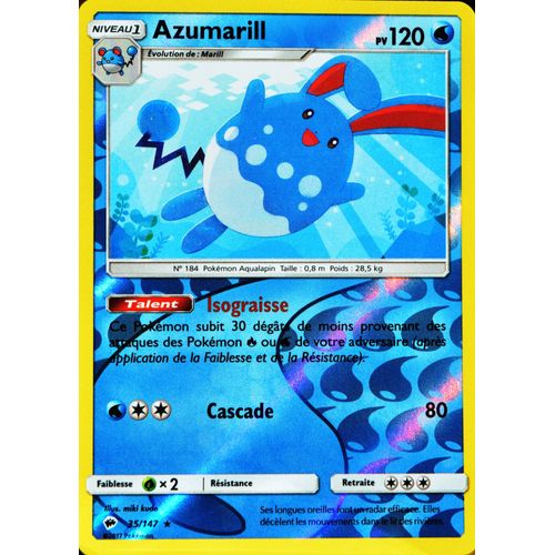 Carte Pokémon 35/147 Azumarill 120 Pv - Reverse Sl3 - Soleil Et Lune - Ombres Ardentes Neuf Fr