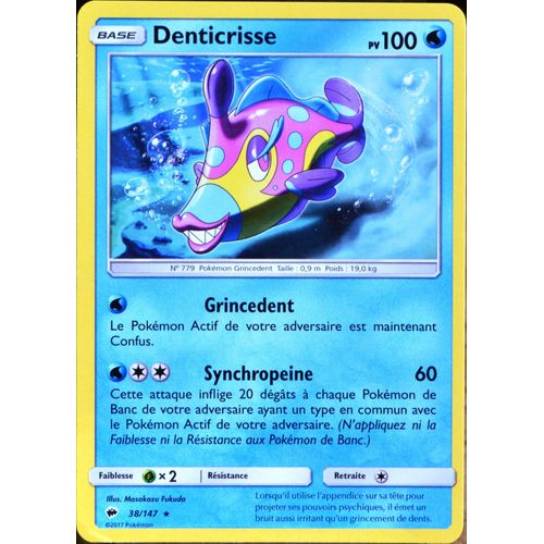 Carte Pokémon 38/147 Denticrisse 100 Pv Sl3 - Soleil Et Lune - Ombres Ardentes Neuf Fr