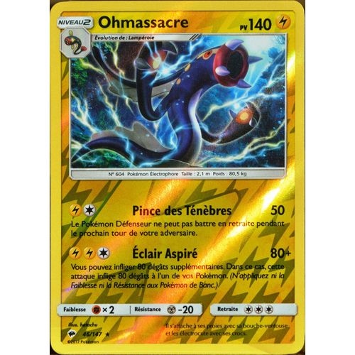 Carte Pokémon 46/147 Ohmassacre 140 Pv - Reverse Sl3 - Soleil Et Lune - Ombres Ardentes Neuf Fr