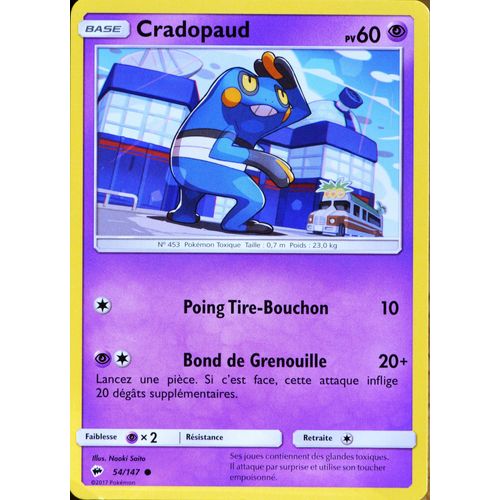 Carte Pokémon 54/147 Cradopaud 60 Pv Sl3 - Soleil Et Lune - Ombres Ardentes Neuf Fr
