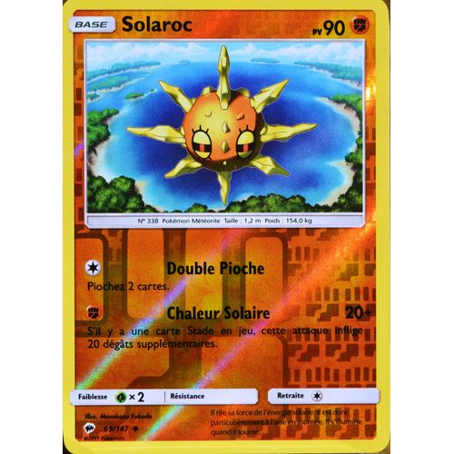 Carte Pokémon 69/147 Solaroc 90 Pv - Reverse Sl3 - Soleil Et Lune - Ombres Ardentes Neuf Fr