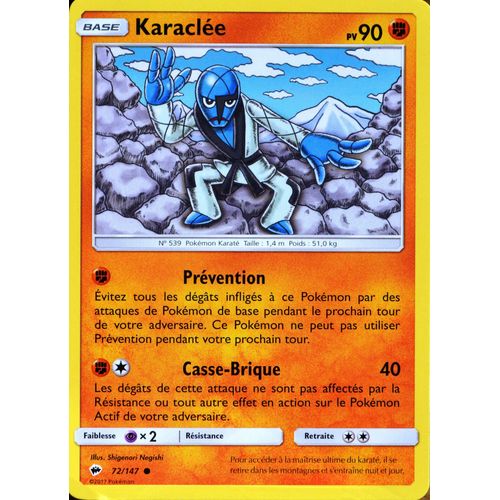 Carte Pokémon 72/147 Karaclée 90 Pv Sl3 - Soleil Et Lune - Ombres Ardentes Neuf Fr
