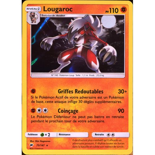 Carte Pokémon 75/147 Lougaroc (Forme Nocturne) 110 Pv - Holo Sl3 - Soleil Et Lune - Ombres Ardentes Neuf Fr
