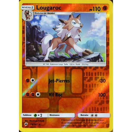 Carte Pokémon 76/147 Lougaroc (Forme Diurne) 110 Pv - Reverse Sl3 - Soleil Et Lune - Ombres Ardentes Neuf Fr