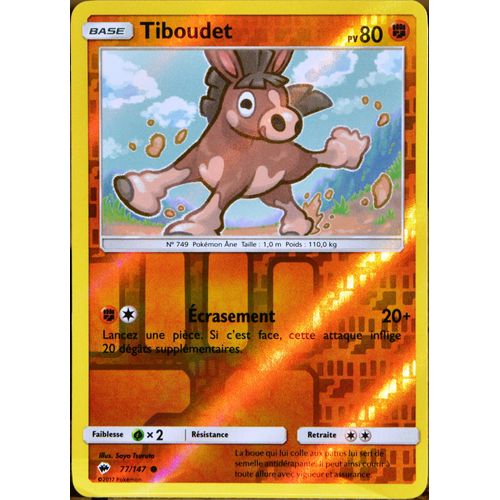 Carte Pokémon 77/147 Tiboudet 80 Pv - Reverse Sl3 - Soleil Et Lune - Ombres Ardentes Neuf Fr